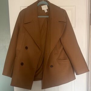 H&M Women's oversized Tan Pea Coat